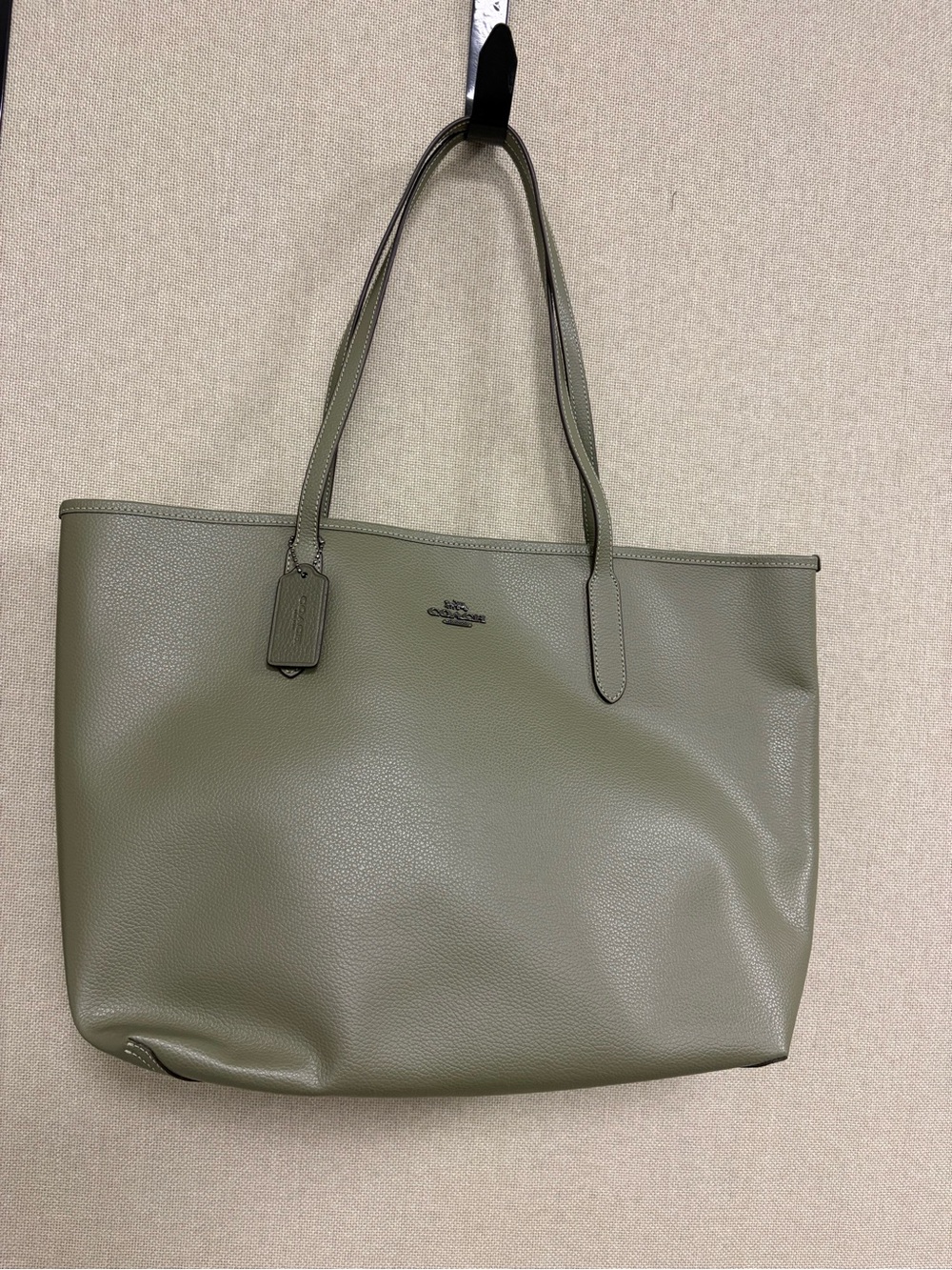 Coach Olive-Tone Pebbled Leather City Tote